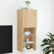 vidaXL Móvel de TV com luzes LED 40,5x30x102 cm carvalho sonoma