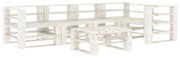 6 pcs conjunto lounge de jardim em paletes madeira branco