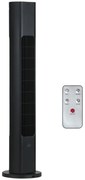 HOMCOM Ventoinha de Coluna com Controlo Remoto Oscilação de 75° Temporizador 3 Velocidades 3 Modos Silencioso Ø18x78,5 cm Preto