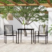 3 pcs conjunto de jantar para jardim preto