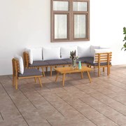 vidaXL 7 pcs conjunto lounge de jardim com almofadões acácia maciça