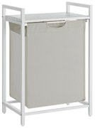 VASAGLE Cesto de roupa suja, Cesto de roupa suja, Saco de roupa removível e extraível, Prateleira, Estrutura de metal, 65L, 50 x 33 x 72 cm, Branco BLH101W01