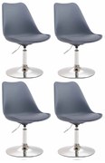 Conjunto de 4 cadeiras de sala de jantar Maverick em plástico com estrutura cromada 76-81 x 48 x 57 cm Cinzento