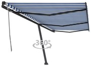 Toldo retrátil manual independente 600x350 cm azul e branco