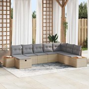 vidaXL Sofá de Jardim 8 Peças com Almofadas Bege em Rattan Sintético.