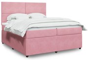 vidaXL Cama com molas/colchão 200x200 cm veludo rosa