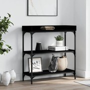 vidaXL Mesa consola c/ prateleiras 75x30x80 cm preto