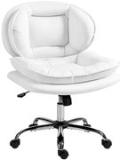 HOMCOM Cadeira de Escritório com Rodas Cadeira para Secretária com Função Inclinável Assento Amplo Sem Braços 60x65x83-93 cm Branco | Aosom Portugal