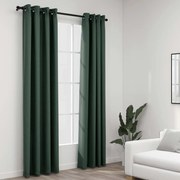 vidaXL Cortinas opacas aspeto linho c/ ilhós 2 pcs 140x225 cm verde
