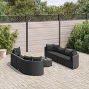 vidaXL 9 pcs conjunto de sofás p/ jardim c/ almofadões vime PE preto