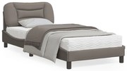 vidaXL Estrutura de cama sem colchão Hvar 90x200 cm tecido cinza-acastanhado