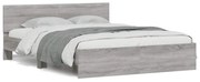 Estrutura cama c/ cabeceira/luzes LED 150x200cm cinzento sonoma