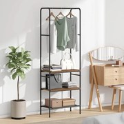 vidaXL Suporte para Roupas com Prateleiras Madeira antiga