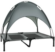 PawHut Cama Elevada Pets Toldo Removível Portátil Conforto Verão Tecido Fresco 92x76x90cm Cinzento | Aosom Portugal