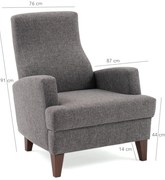 Cadeira Wing Kana – Cinzento Escuro – 76x91x87 cm