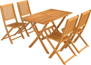 Outsunny Conjunto de móveis de jardim FSC em madeira Conjunto de 5 peças Dobrável Mesa com 4 Cadeiras Dobráveis Design em ripas | Aosom Portugal