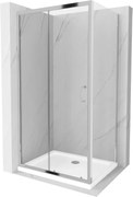 Mexen Apia cabine de duche deslizante 90 x 70 cm, transparente, cromada + base de duche Flat - 840-090-070-01-00-4010