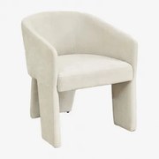 Cadeira Estofada Jimena Tecido Chenille Beige Creme - Sklum