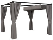 Pérgola de Jardim 3x3 m Pérgola para Exterior com Teto e Paredes Later