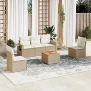 vidaXL 6 pcs conjunto de sofás p/ jardim com almofadões vime PE bege