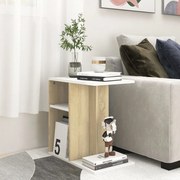 vidaXL Mesa de apoio 50x30x50 cm contraplacado branco/carvalho sonoma