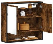 vidaXL Armário casa banho c/ espelho derivados madeira carvalho fumado