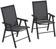 Outsunny Conjunto de 2 Cadeiras Dobráveis para Exterior Cadeiras para Jardim com Textilene e Metal  58x64x94 cm Cinza Escuro | Aosom Portugal