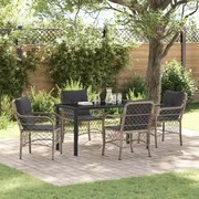 vidaXL Conjunto de Jantar para Jardim com 5 Peças e Almofadas Cinza Claro de Rattan Sintético
