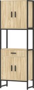 HOMCOM Buffet Alto de Cozinha, Armário de Cozinha, 4 Portas com Fecho Suave, Gaveta, Bancada, 60x30x170cm, Madeira Natural | Aosom Portugal