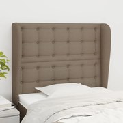 vidaXL Cabeceira cama c/ abas tecido 93x23x118/128cm cinza-acastanhado