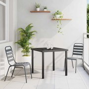 vidaXL Conjunto de Jantar para Jardim 3 pcs Cinzento escuro Aço