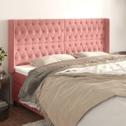 Cabeceira cama c/ abas veludo 203x16x118/128 cm rosa