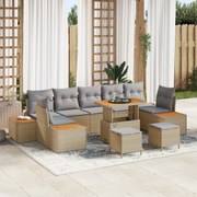 Conjunto de Sofá de Jardim vidaXL 10 Peças com Almofadas Bege Vime Sin