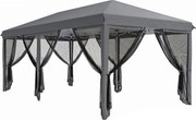 Outsunny Tenda Dobrável 585x295x270 cm Tenda de Jardim com 6 Mosquiteiros Bolsa de Transporte e Estrutura de Aço Cinza | AOSOM Portugal