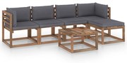 6 pcs conjunto lounge para jardim com almofadões antracite