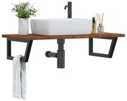 vidaXL Prateleira de parede p/ lavatório aço/madeira carvalho maciça