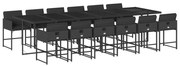 vidaXL 13 pcs conjunto de jantar p/jardim com almofadões vime PE preto