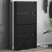 vidaXL Sapateira com 4 gavetas articuladas 80x21x163,5 cm preto