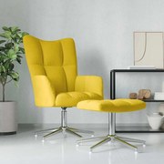 vidaXL Cadeira de descanso com banco veludo amarelo mostarda