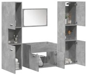 vidaXL 4 pcs conj. móveis casa banho derivados madeira cinza cimento
