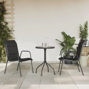 vidaXL 3 pcs conjunto de jantar para jardim aço preto