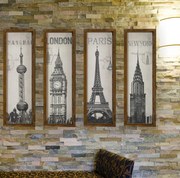 Pintura Decorativa em MDF com Moldura KZM388 – Castanho, Branco e Pret