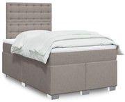 vidaXL Cama com molas/colchão 120x200 cm tecido castanho-acinzentado