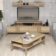 Conjunto de Mobiliário de Sala de Estar Eylül – Carvalho – Várias Medi