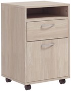 HOMCOM Armário de Escritório Sobre Rodas com Gaveta e Nicho para Documentos e Pasta Suspensa 40x35x60 cm Carvalho | Aosom Portugal