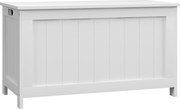 HOMCOM Caixa de arrumação Caixa de armazenamento Baú de brinquedos, MDF, 2 Alças, 81 x 40 x 46 cm, Branco | Aosom Portugal