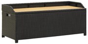 vidaXL Banco de jardim c/ arrumação 120 cm vime PE preto
