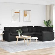 vidaXL Sofá modular com almofadas tecido preto