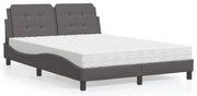 vidaXL Cama com colchão 120x200 cm couro artificial cinzento