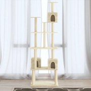vidaXL Árvore para gatos c/ postes arranhadores sisal 188 cm cor creme